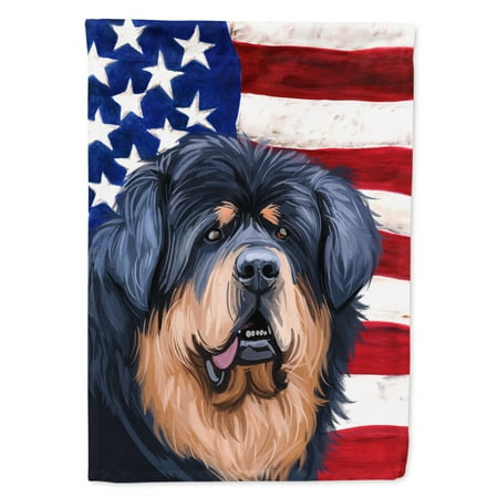 Tibetan Mastiff American Flag Garden Flag