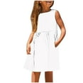thumbnail image 2 of vokkrv Tween Girls Summer Bubble Dress Ruffle Sleeve Casual Party Midi Dresses White 11-12 Years, 2 of 5