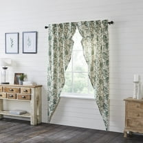 VHC Brands Dorset, Farmhouse Prairie Curtain Panels, Floral, Green, 84x36x18, Set of 2