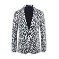 thumbnail image 5 of INSPIRE CHIC Men's Blazers Animal Print Notched Lapel Slim Fit Blazer M Black White, 5 of 6