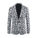 thumbnail image 5 of BLAZERS PARA HOMBRES INSPIRADOS EN CHIC Estampado de Animales Solapa con Muesca Ajuste Slim M Negro Blanco, 5 of 6