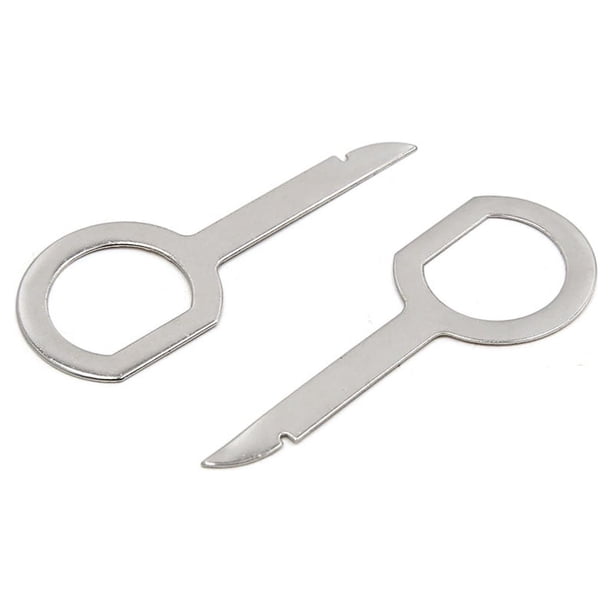2Pcs Palanca de Extracción Tono Plateado Coche para Audio Llave de Coche Desmantelar