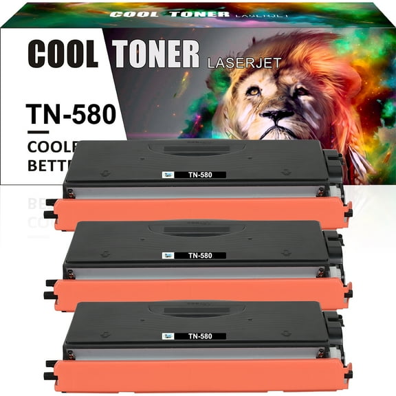 Cool Toner Compatible TN580 Black Cartridge for Brother TN-580 DR520 HL-L2350DW L2300D 5340D 5370DW 5250DN 5240 DCP-8065DN MFC-8860DN Print Ink | 3 PACK