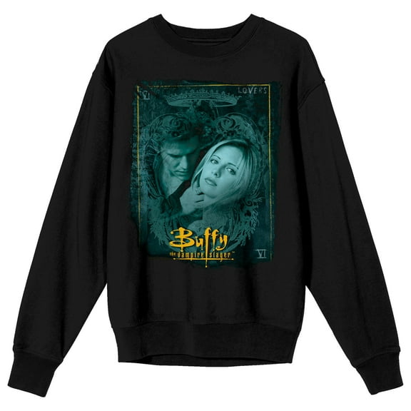 Buffy The Vampire Slayer Crew Neck Long Sleeve Black Adult Sweatshirt-Small