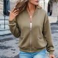 thumbnail image 2 of hoksml Women's Full Zip Jacket, Ribbed Collar Long Sleeve Zip Up Outerwear with Zipper Pockets, Oversized Loose Fit Solid Color Casual Coat, 2 of 6