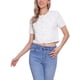 thumbnail image 4 of CHAQUETA DE PUNTO DE TWEED PARA MUJERES INSPIRE CHIC, MANGA CORTA, CUELLO REDONDO, CORTA, BLANCA, TALLA L, 4 of 6