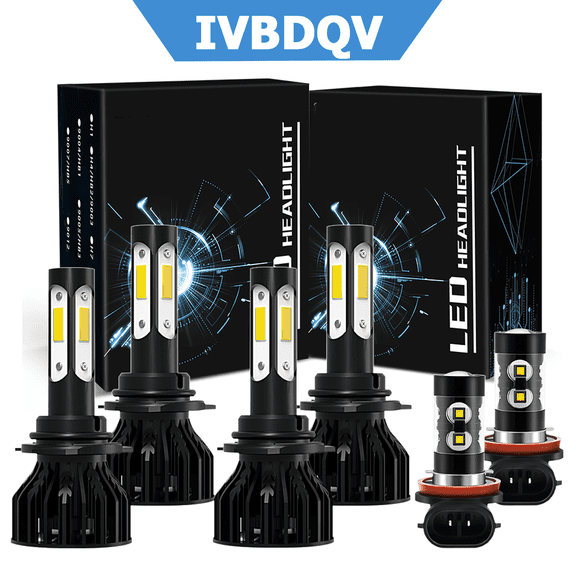 For Mitsubishi Lancer 2008-2017 LED Headlights 9005 High Beam   9006 Low Beam   H11 Fog Light Bulbs Kit 6Pcs