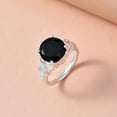 thumbnail image 5 of Black Tourmaline Birthstone Ring Womens Rings in 925 Sterling Silver - Statement Rings for Women - Vintage Floral Solitaire Engagement Tourmaline Jewelry Birthday Gifts Size - 10, 5 of 6