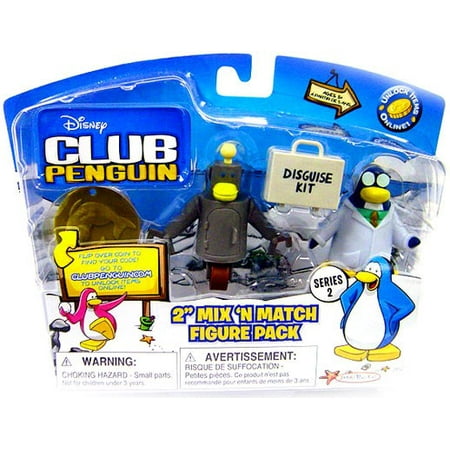 Disney Club Penguin Series 2 Mix 'N Match Mini Figure Pack Gary the Gadget Guy with Robot [Includes Coin with