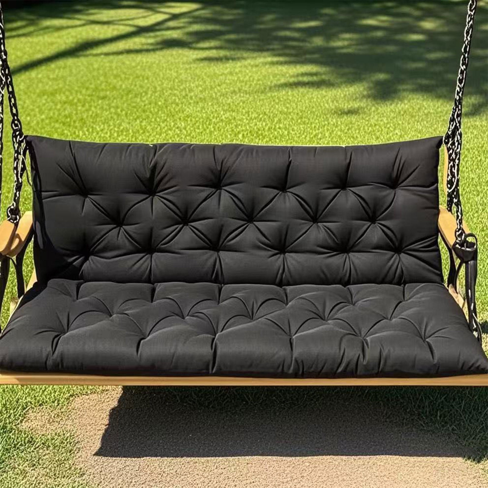 YOTQUSKI Outdoor Swing Cushions,Waterproof Swing Cushions 3 Seater Replacement with Backrest,Outdoor Thickened Bench Cushion with Ties for Porch,Patio,Backyard,Garden and Lawn