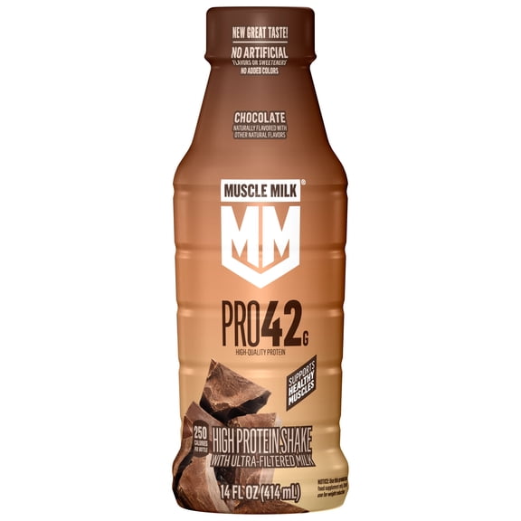 Muscle Milk Pro No Artificial Flavors, Sweeteners, or Added Colors Chocolate High Protein Shake, 14 fl oz Bottle