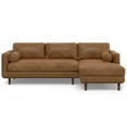 thumbnail image 5 of Simpli Home Morrison Mid Century Right Sectional 102 inch Wide Sofa Sectional in Caramel Brown Genuine Leather, 5 of 19