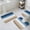 Blue, variant on Blue Purple Teal Ombre Cream Bath Mat 3 Piece Bathroom Rug Set, Modern Abstract Art Aesthetics Non Slip Bath Rug Contour Mat and Toilet Lid Cover, Absorbent Shower Mats Soft Bath Rugs and Mats Sets