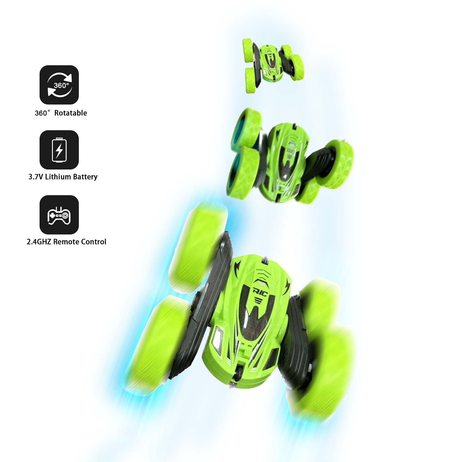 Lightyear Remote Control 4WD Off-Road Stunt Car, 2.4GHz Green with Light