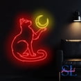 thumbnail image 2 of Shinelab Black Cat Moon Neon Sign, Led Light Moon Cat Sign Home Decor, Cat Lover Gift, Cat Wall Art 1121, 2 of 5