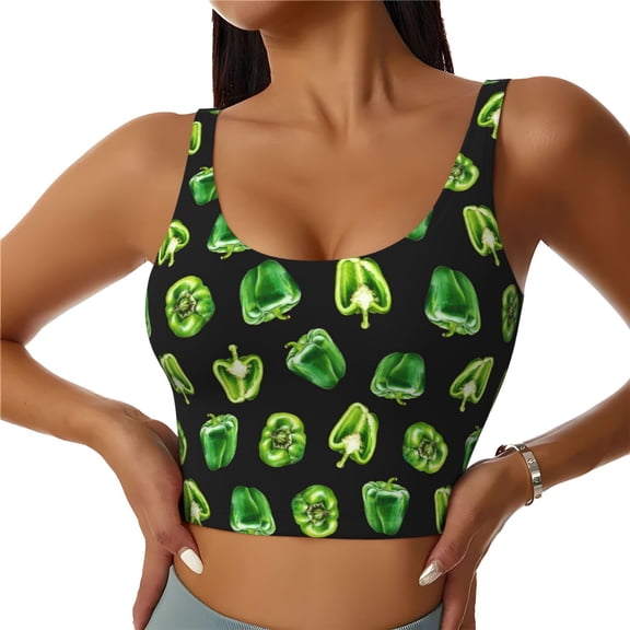 Sports Bras for Women High Support -Bell Pepper Green Soft Athletic Crop Workout Tank Top for Women