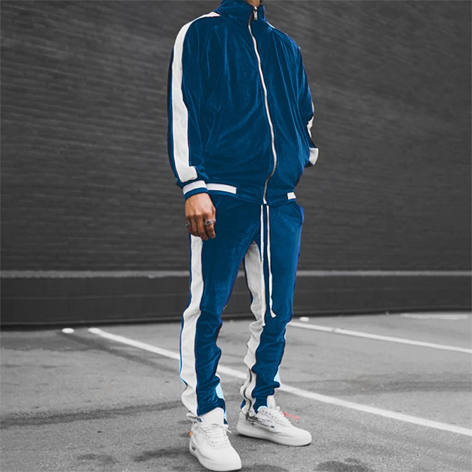Men's Velour Tracksuit 2 Pieces,Velour Tracksuit Mens,Full Zip Up Jacket Sweatpants Fitness Sportswear Sweatsuit Jogger Sets - Walmart.com
