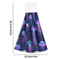 thumbnail image 6 of Yayeee Kitchen Hanging Hand Towels Set of 2 with Loop Bathroom Absorbent Tie Towel, Dark Blue Jellyfish Pattern, 6 of 7