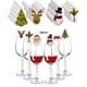 thumbnail image 2 of Tarjeta de copa de vino de Navidad, sombrero de Papá Noel, decoración de cristal, árbol de Navidad, muñeco de nieve, decoración del hogar, accesorios de Navidad, 10 piezas, 2 of 4