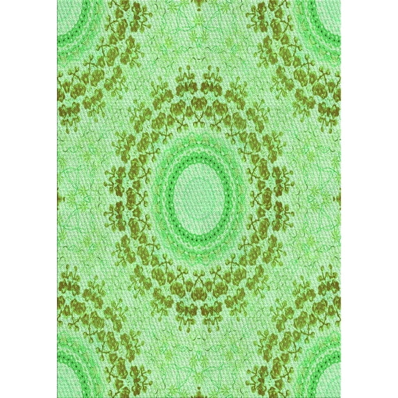 Ahgly Company Machine Washable Indoor Rectangle Transitional Jade Green Area Rugs, 8' x 10'