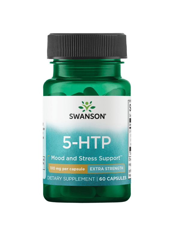 Swanson Extra Strength 5-HTP - Natural Sleep Support Supplement for Adults - Promotes Emotional Wellbeing & Mood Support with Natural Ingredients - (60 Capsules, 100mg Each)