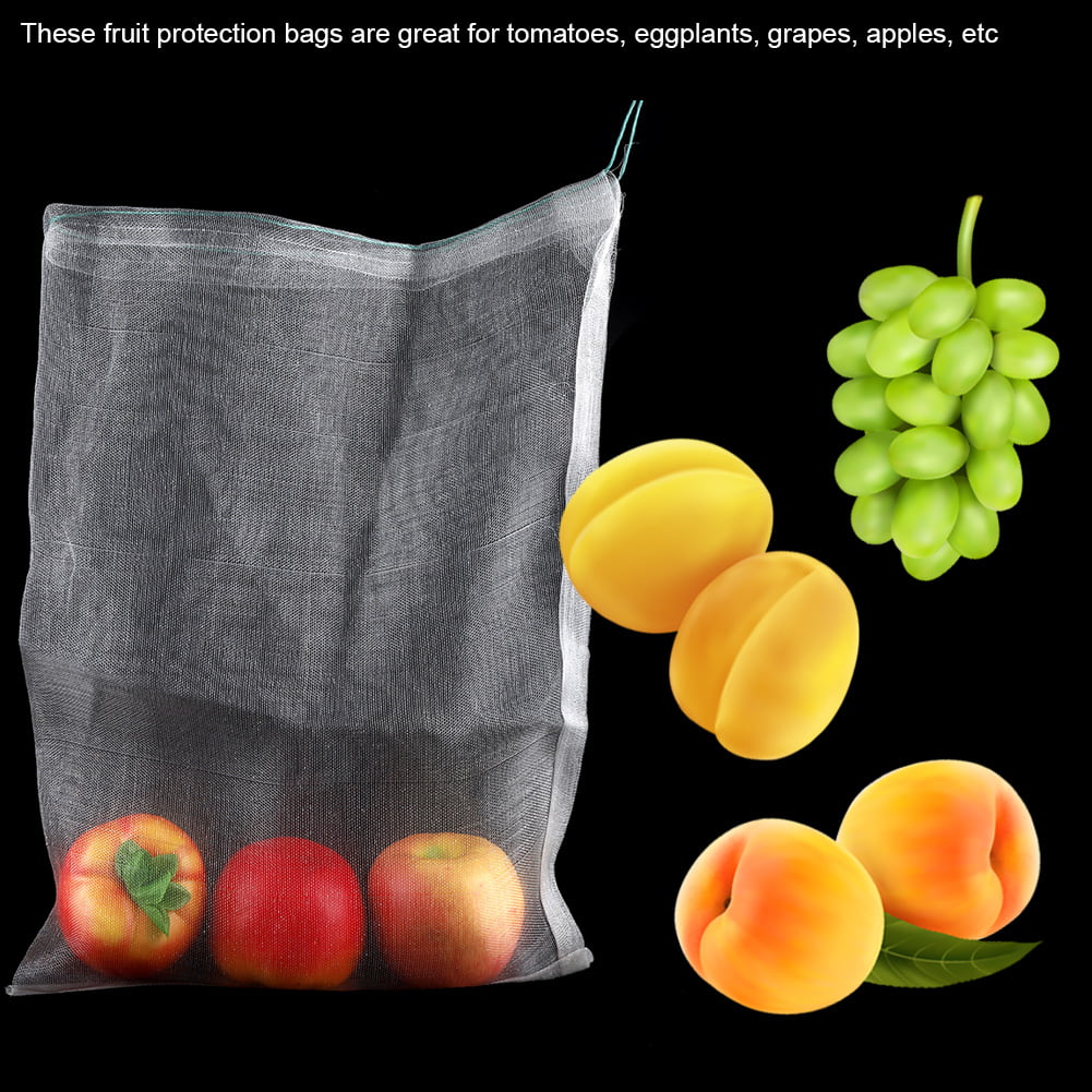 100Pcs Durable Plant Fruit Protection Bags Drawstring Mesh Bag Gardening Tools for Tomatoes Grapes Eggplants Aufee Protection Bags 