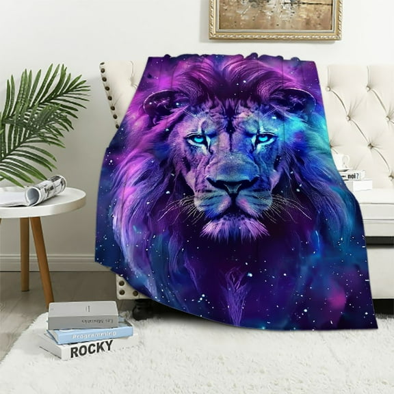BCIIG Lion Fleece Blanket for Bed,  Celestial Fleece Throw Blanket for Women, Men and Kids - Super Soft Plush Lion Blanket Throw Animal Print Blanket, Blanket for Kids 40x50in