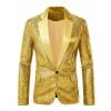 OHMZYZO Men's Shiny Sequin Blazer Jacket 70s Disco Sparkling Metallic Tuxedo Coat Weddings Prom Nightclubs Dress Suit Jacket