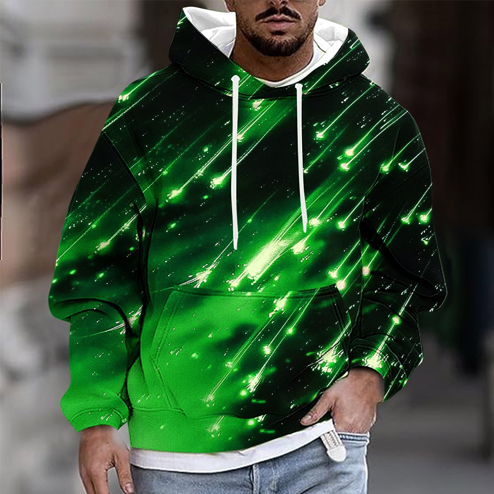 Yyeselk Men's Big and Tall Hoodie Fashion 3D Printed Casual Hooded  Sweatshirt Loose Drawstring Casual Long Sleeve Pullover Sweatshirt for Men  Green XXXXL - Walmart.com