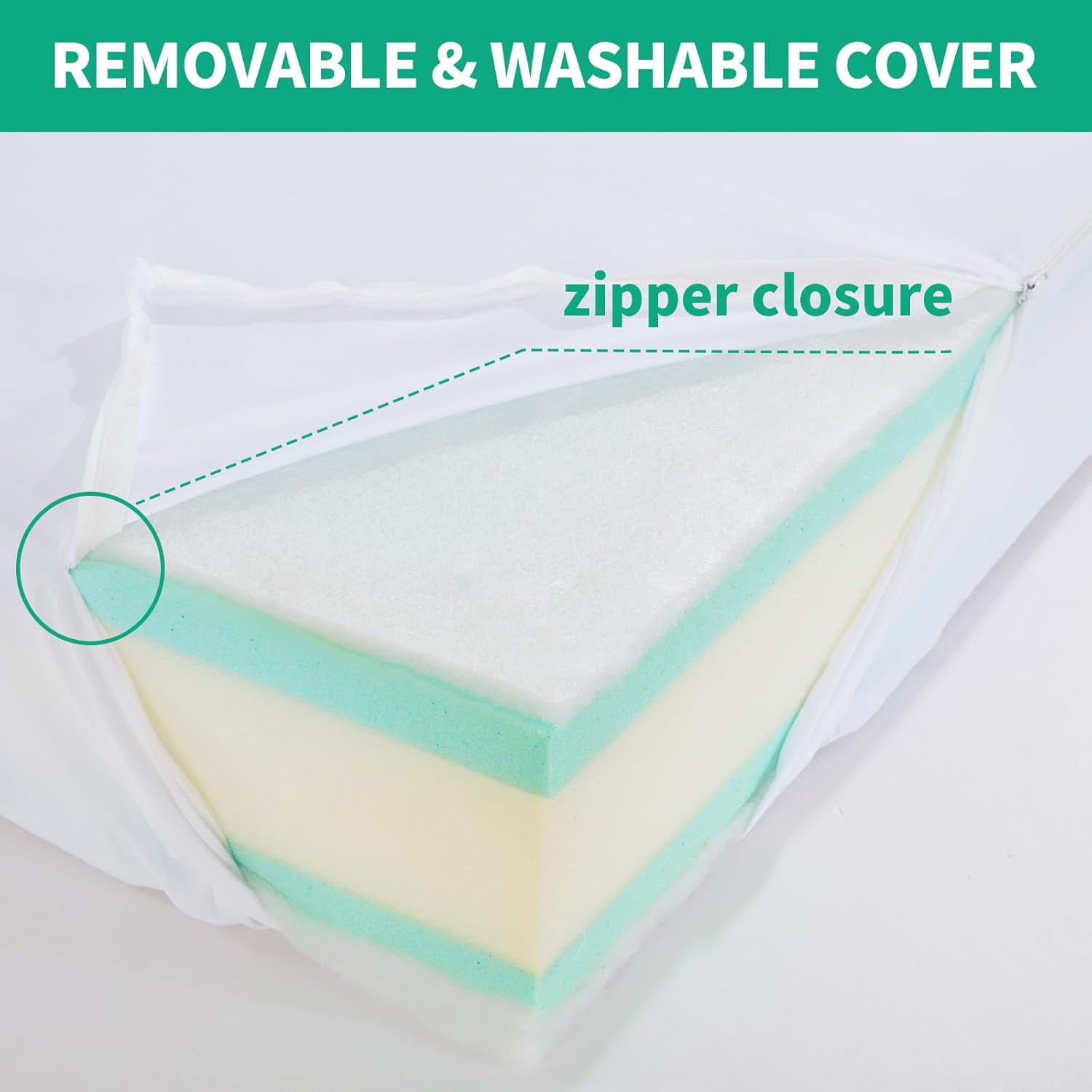 Memory Foam Couch Cushion Replacement, High Density Upholstery Foam Wrapped with Memory Foam & Polyester Batting, Sofa Cushions Inserts with Dacron Fiber Layer,with Removable Cover,6"x24"x27"