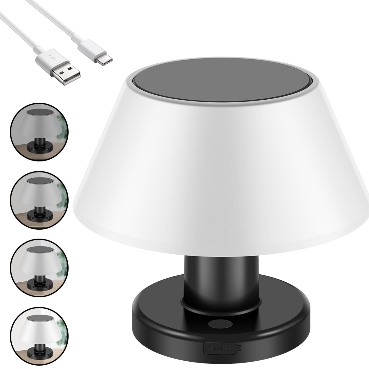 GHOJET Solar Table Lamp USB Rechargeable Modern Table Light IP65 Waterproof Cordless Desk Lamp 4 Lighting Modes Adjustable LED Table Light Bedside Lamp for Patio Garden Bedroom Living Room