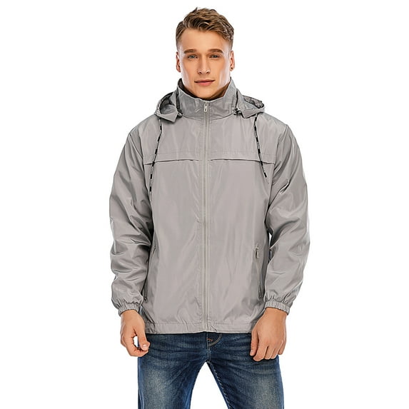 Tinglu Spring Men Jackets with Hooded Raincoat Waterproof Jacket Zip Up Men's Windbreaker Clothing