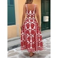 thumbnail image 5 of Women's Maxi Sets Print Top High Waist Outfits Skirt for Vacation Red XS, 5 of 9