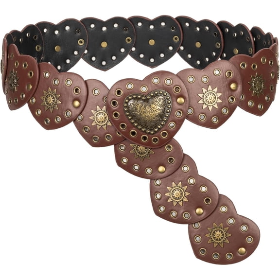 Women's Wide Disc-Belt Concho- Chunky Cowgirl-Belt for Jeans Pants