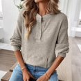 thumbnail image 2 of CAIXIA Womens Long Sleeve Waffle Knit Henley Shirts | Button Down Raglan Top, Loose Fit Cozy Basic Tees, Comfy Clothes, Casual Pullover Tunic for Spring, Fall, Winter Layering, 2 of 5