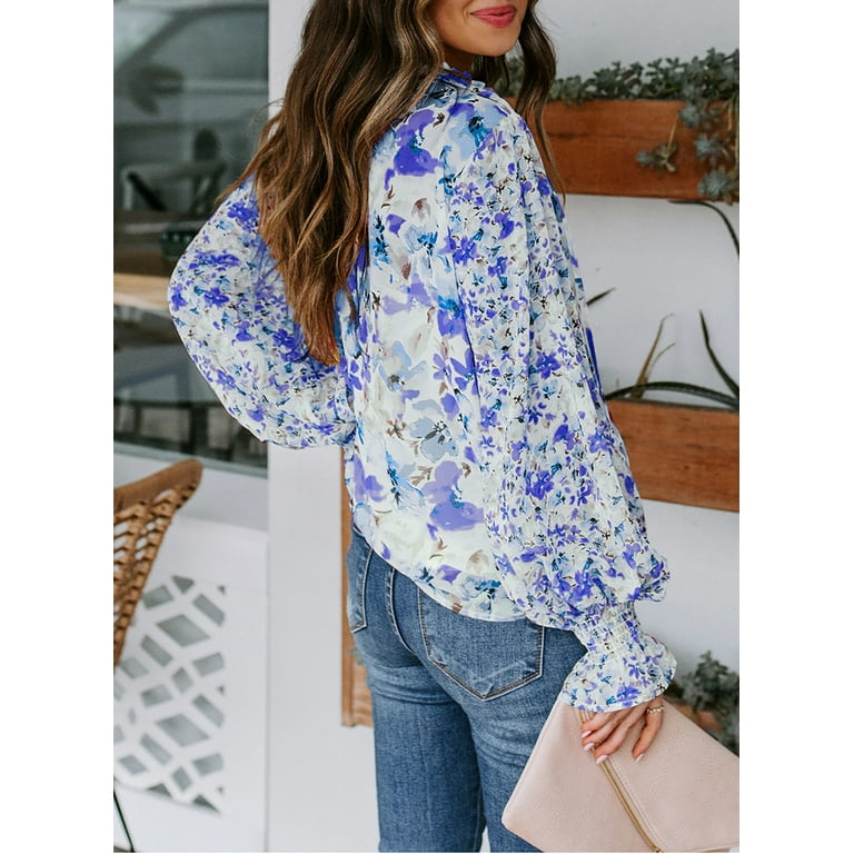 EVALESS Women's Bohemian Spring Tops, Floral Printed V Neck EVALESS Women's Bohemian Spring Tops, Floral Printed V Neck