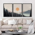thumbnail image 3 of Wall26 Framed Prints Canvas Wall Art Set of 3 Pastel Pine Tree Forest Mountain Range Lake Nature Wilderness Landscape Decoration Multicolor Modern Home Wall Decora - Black 24"x36"x3, 3 of 5