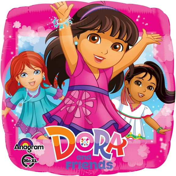 anagram international hx dora and friends packaged party balloons, multicolor