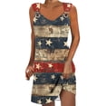 thumbnail image 2 of CFLVAEK Robe Vintage Drapeau Américain pour Femmes Robe Mini 4 Juillet Coupe Ample Col Rond Sans Manches Robe d'Été Vacances Plage Robe Ligne A m, 2 of 5