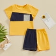 thumbnail image 2 of Bagilaanoe 2pcs Toddler Baby Boy Girl Shorts Set Short Sleeve Contrast Color T Shirt Tops + Shorts 6M 12M 18M 24M 3T Kids Casual Summer Clothes, 2 of 8