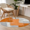 thumbnail image 4 of Round Area Rug 4 Ft, Orange Abstract Washable Non-Slip Circle Carpet for Living Room/Bedroom, Grey Geometric Oil Painting Vintage Gradient Low-Profile Crawling Mats Collection Rugs for Indoor, 4 of 8