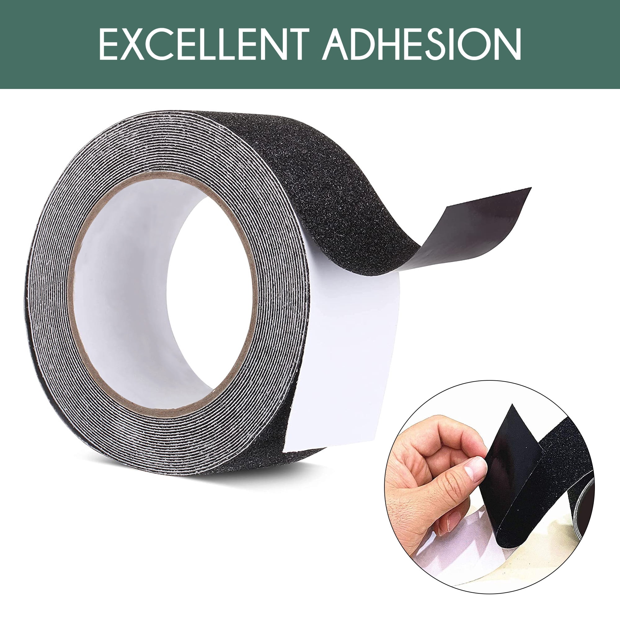 Non-Slip Grip Tape - Waterproof Non-Skid Adhesive Tape For Stairs, - Heavy Duty PEVA Safety Anti Slip Tape For Indoor & Outdoor Use - 1"X35' Roll, Black