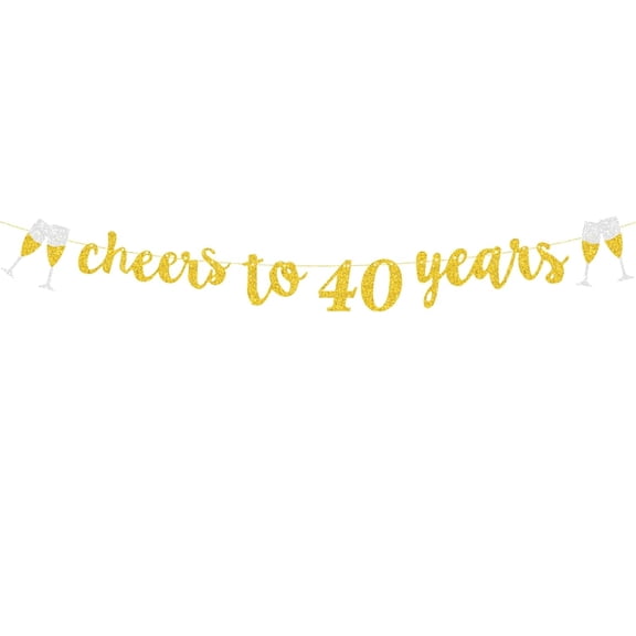 Happy Birthday Banner,Cheers to 40 Years Birthday Party Decorations Paper Sign for Men Women,Sparkle Gold Backdrop for Birthday Anniversary Party Supplies