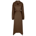 thumbnail image 4 of Women's Solid Color Casual 2 Piece Puff Sleeve Hooded Tops HigH Waist Skirts Sets Trendy Loose-Fit Comfy Outfits Suits, 4 of 6