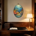 thumbnail image 5 of Oval Framed Wall Art Colorful Coral Fish Sea Turtle Underwater Cartoon Vibrant Tropical Canvas Wall Art Oval Vintage Wall Decor Prints Hanging Decor for Home Bedroom Living Room Office 8"x11.4", 5 of 7