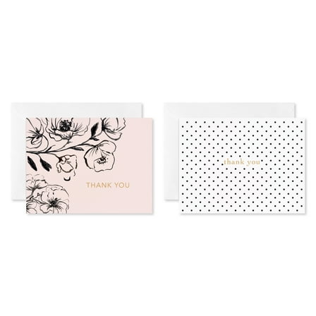 American Greetings Thank You Card Bundle, Dots (2-Designs, 50-Count)