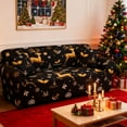 thumbnail image 6 of Cinvoph Christmas Couch Covers Washable, Warm Soft Reindeer Slipcovers for 2-3 Cushion Sofa, Non Slip Jacquard Sofa Cover Furniture Protector Decor for Winter Xmas Living Room, Black, 6 of 6