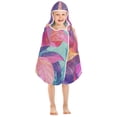 thumbnail image 7 of Pink and Purple Bright Leaves Hooded Beach Towel Kids Bath Towels Quick Dry for Pool Swiming 50" x 23.5" Microfiber Soft Bathrobe, 7 of 7