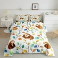 thumbnail image 3 of 7-Piece Cute Sloth Bedding Comforter Sets Hippie Floral Bed in a Bag, Chic Flower King Bedding Sets Watercolor Leaves Comforter Set, Woodland Wildlife Bedding Sets & Collections, 3 of 5