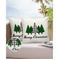 thumbnail image 6 of Pack of 2 Outdoor Pillow Covers, Black White Green Checked Christmas Tree Waterproof Square Throw Pillowcase Cushion Decorative Pillow Covers for Couch Patio Tent, 24x24 in, 6 of 6